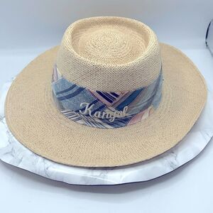 KANGOL Vintage Straw Fedora Sun Hat Madras Band-One Size
